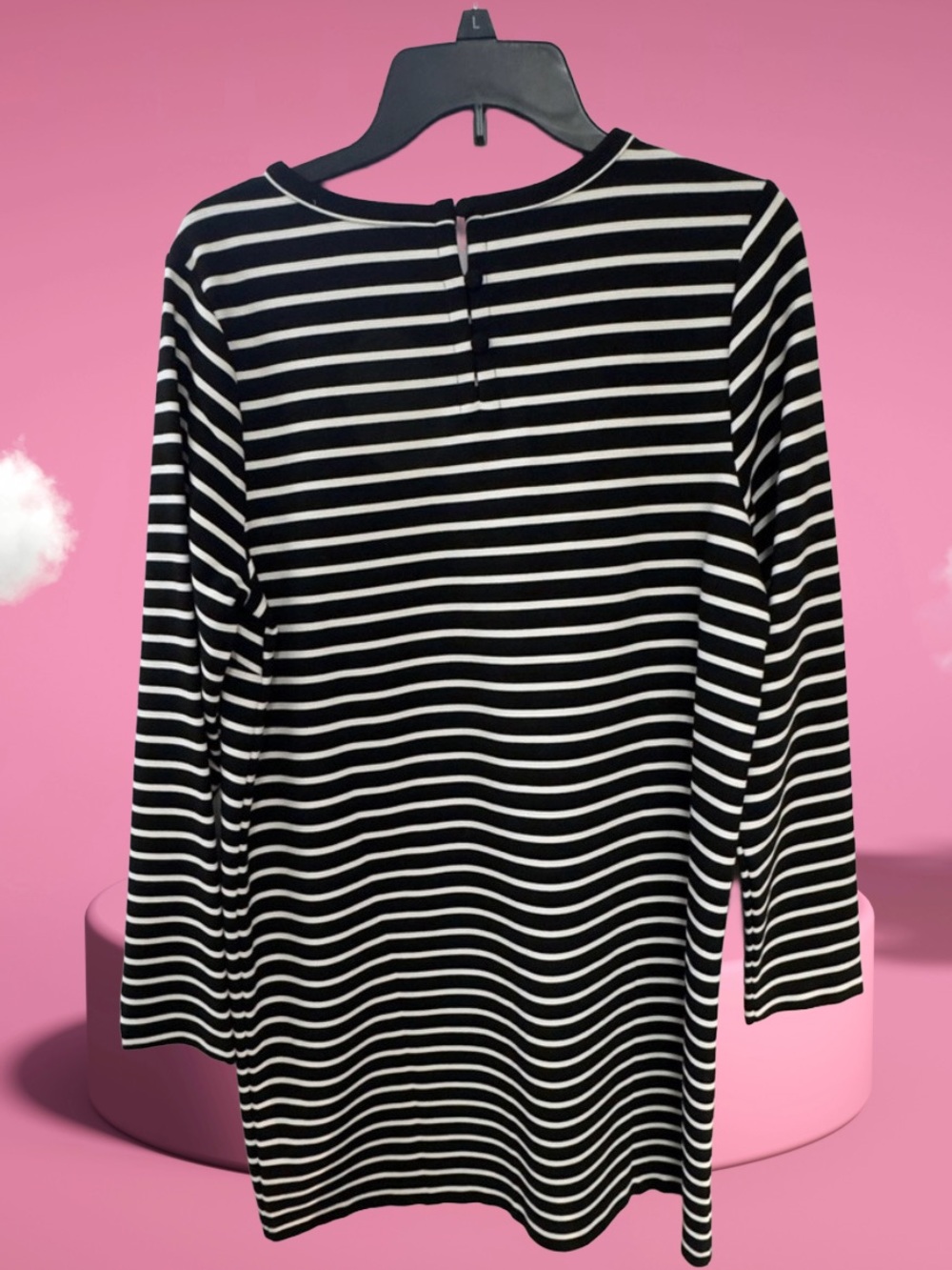 LOFT Black and White Striped Dress, Size L